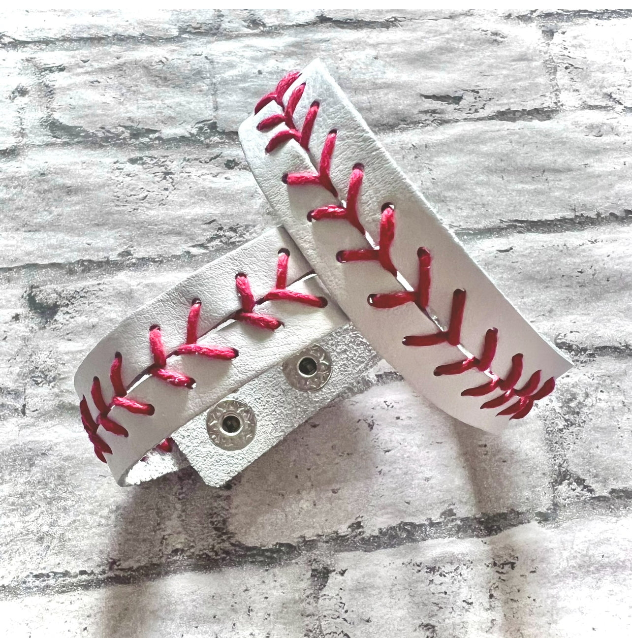 Leather Baseball Lace Cuff Bracelet