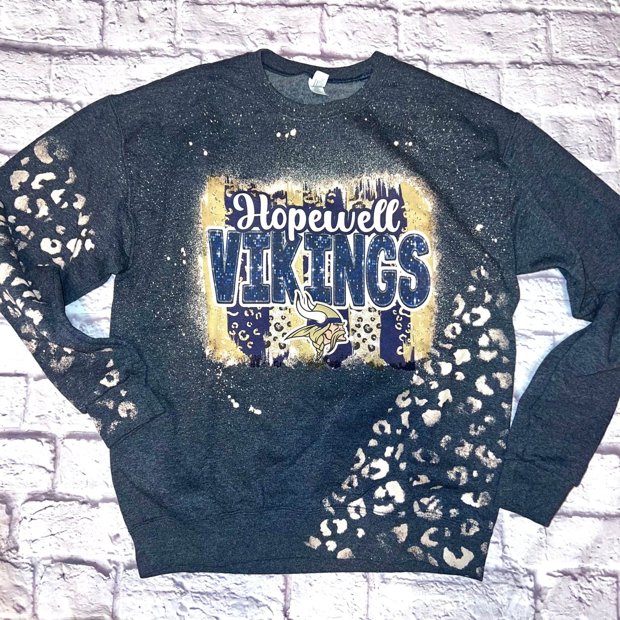 Vikings Brushed Bleached Leopard Crew