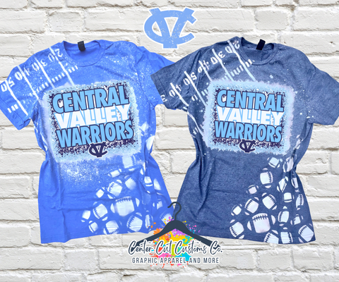 Central Valley Warriors Football Blast Bleached Tee