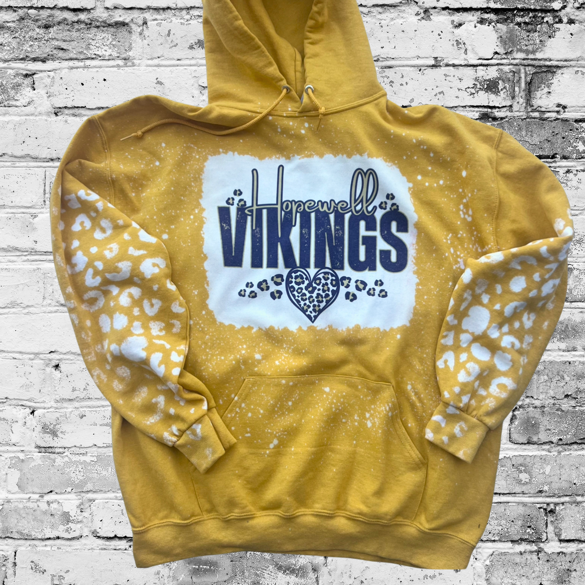 Hopewell Vikings love Bleached Hoodie