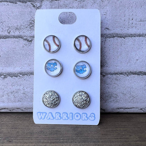 CV Warriors Baseball earring trio