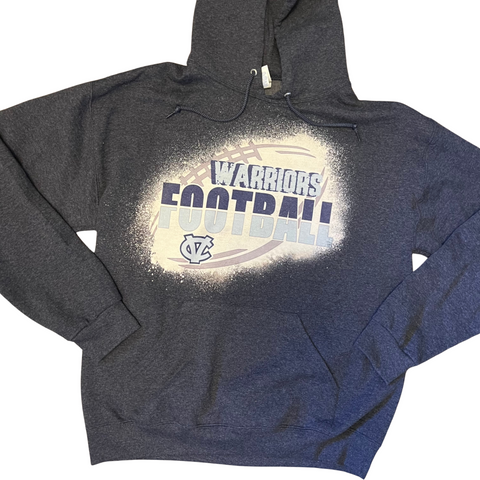 Warriors Football Outline Bleached Hoodie